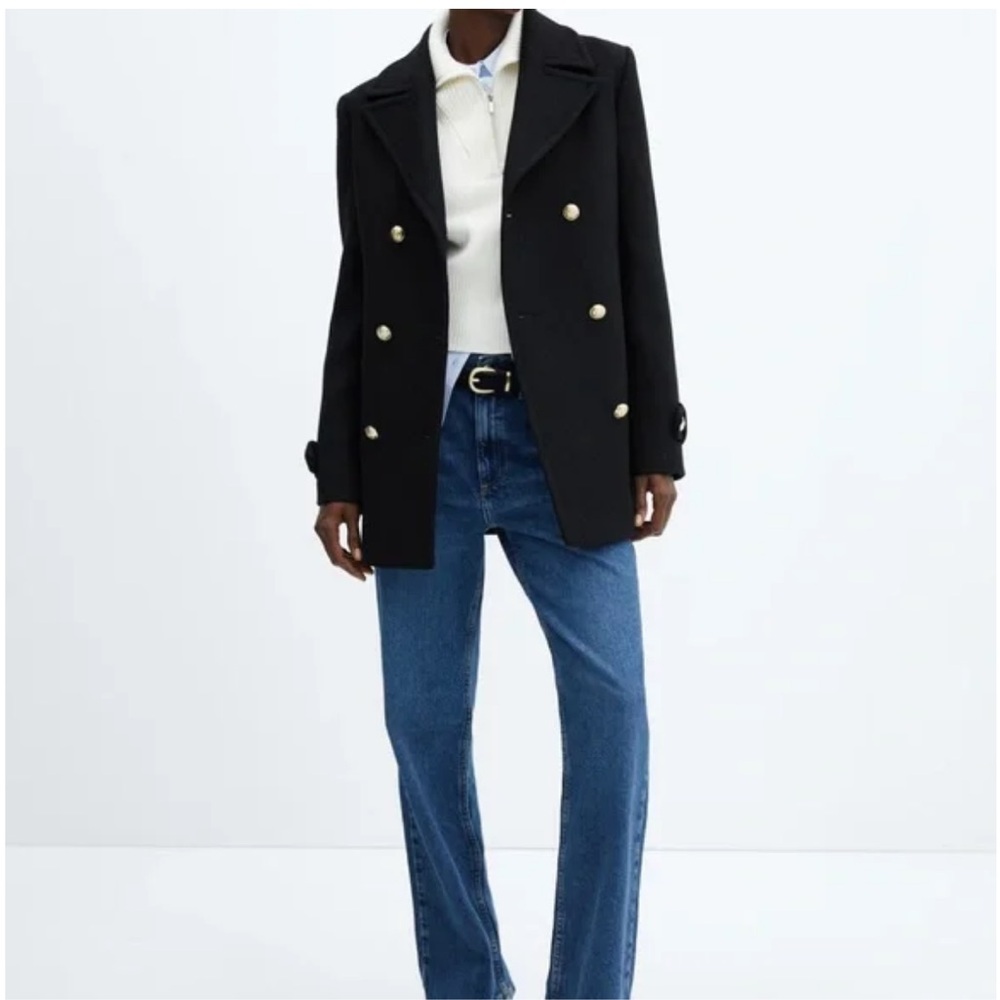 MANGO NWT  Black Coat with Gold Buttons